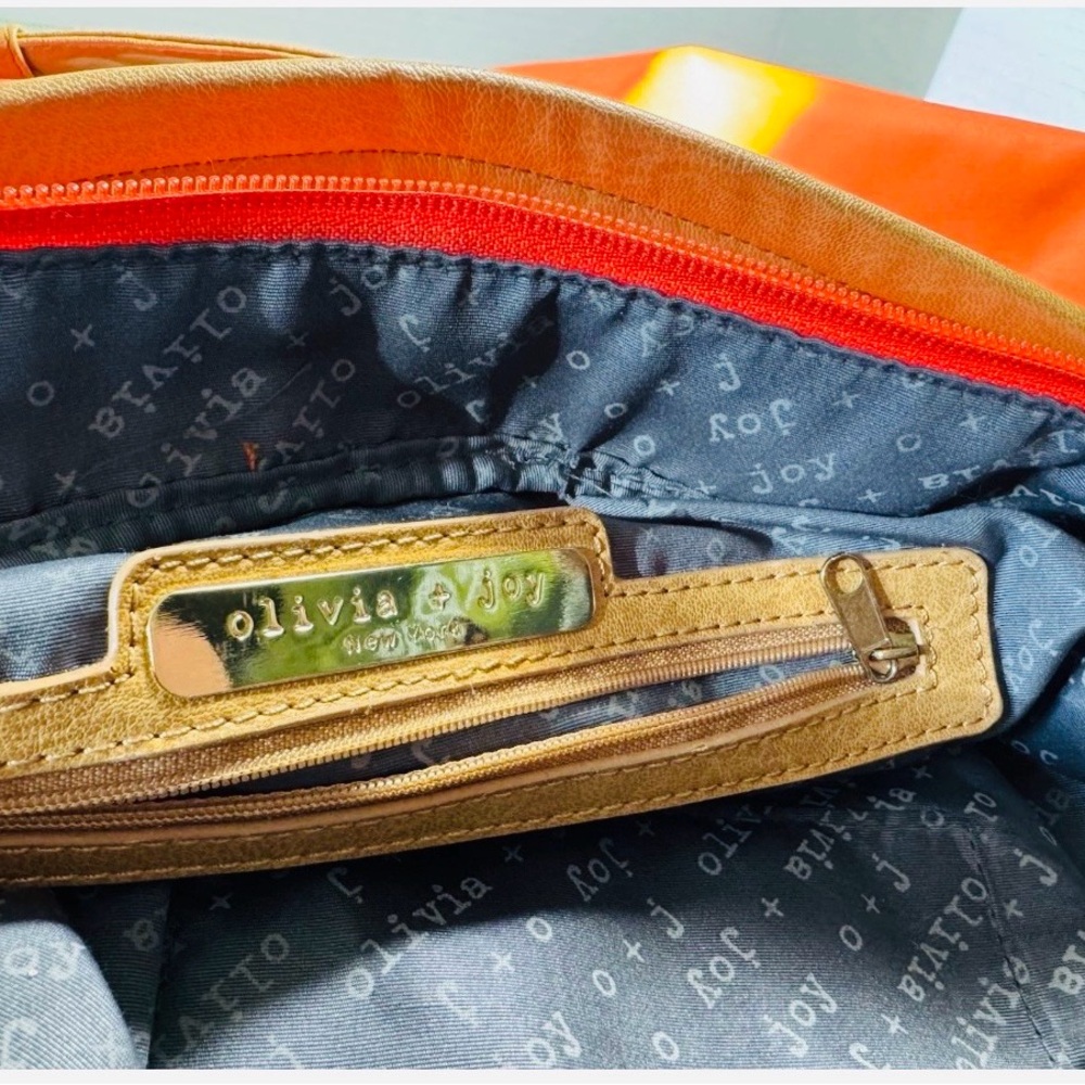 Olivia + Joy Chic Orange Shoulder Bag with Gold Accents - Picture 4 of 13